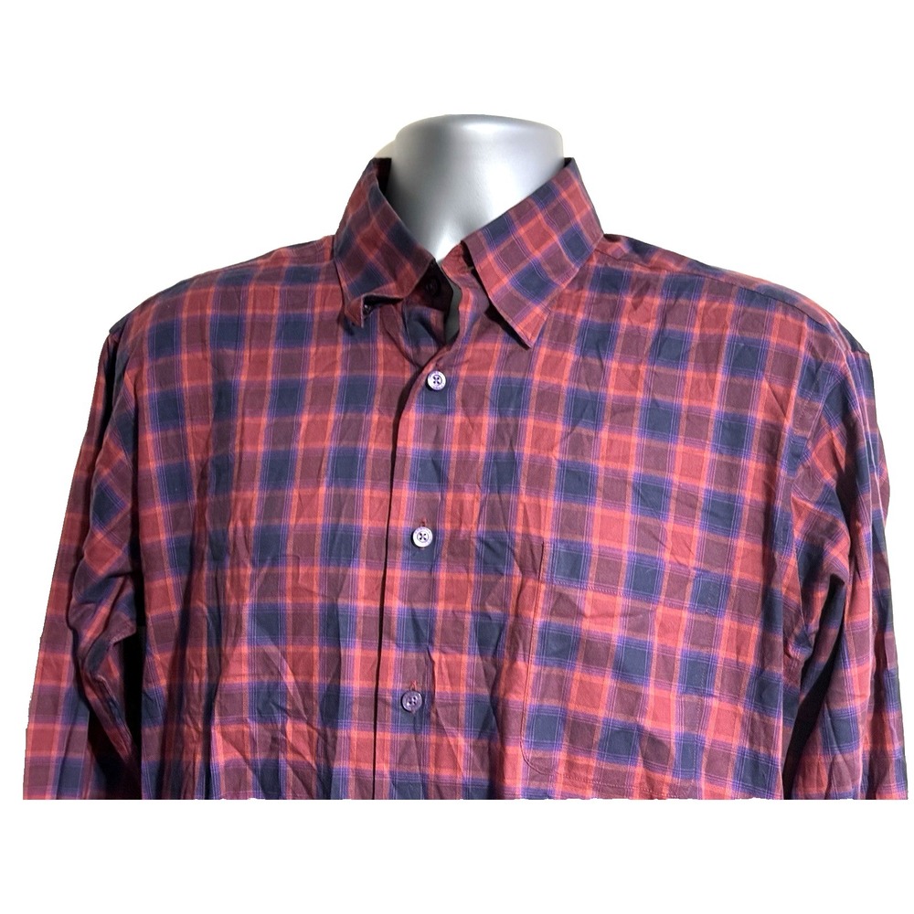 Robert Talbott Classic Button Up Shirt Mens Size M Multicolor Plaid‎ Long Sleeve - Picture 2 of 15